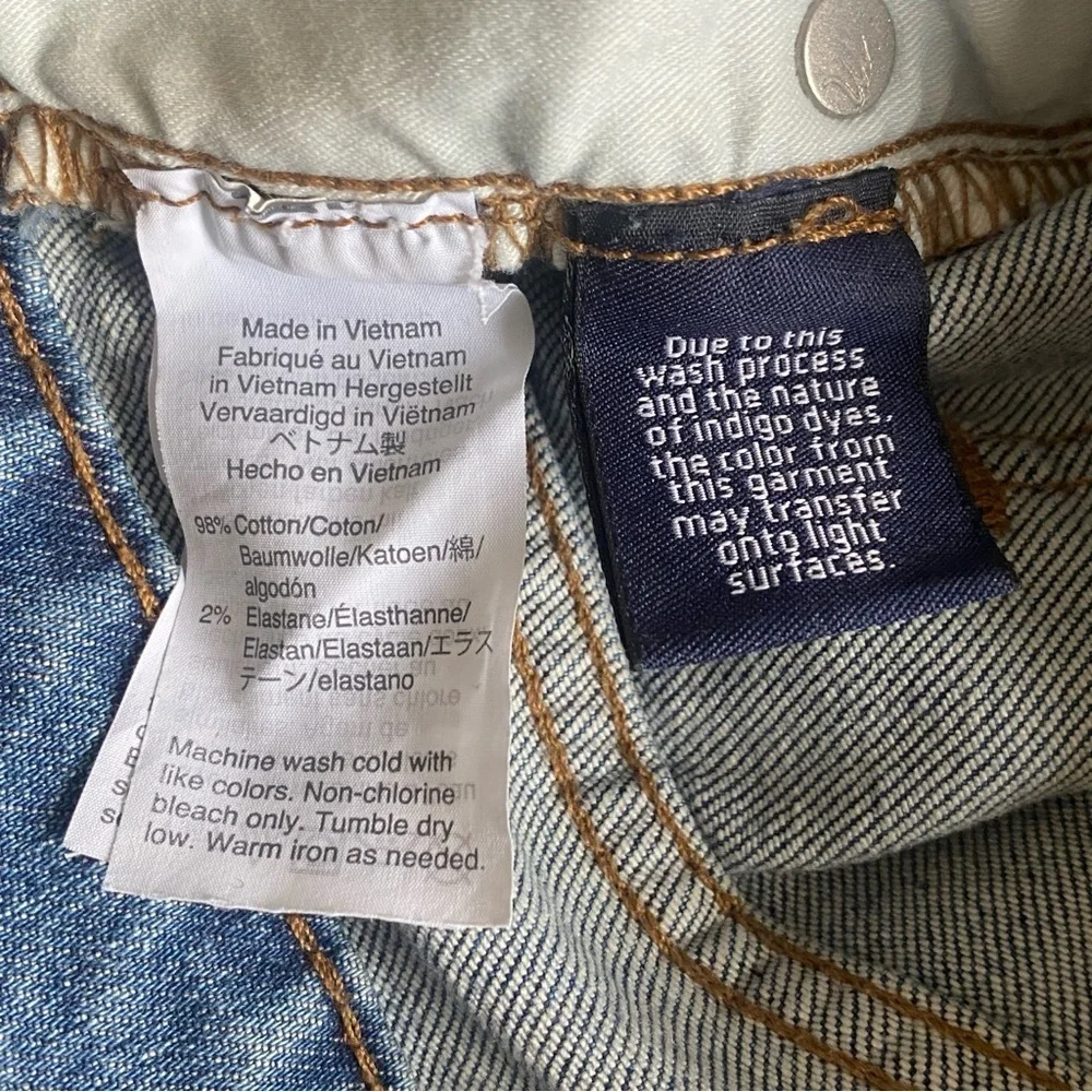 Madewell Denim Blue High Rise Slim BoyJean Raebrook‎ Wash Distressed Jeans Sz 25